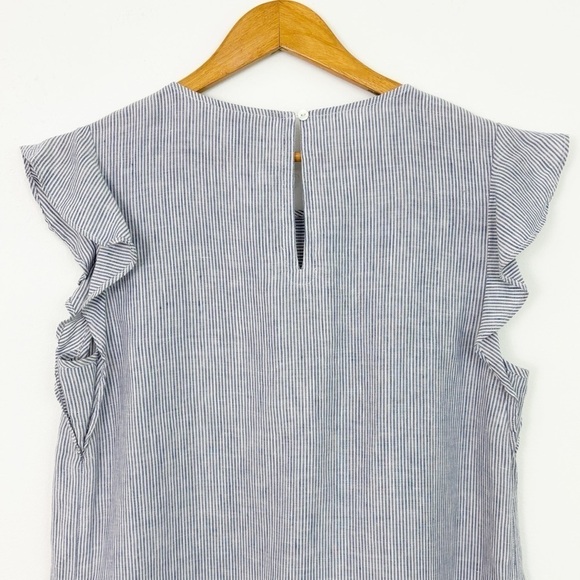 Cynthia Rowley 100% Linen Striped Flutter Sleeve Beachy Shift Dress Size Medium - Picture 9 of 14